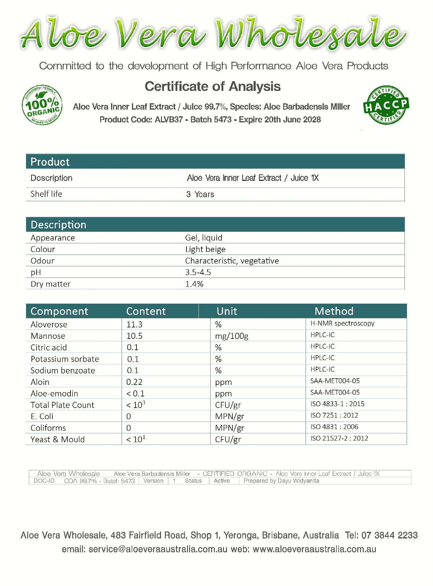 Organic Certification "Control Union"